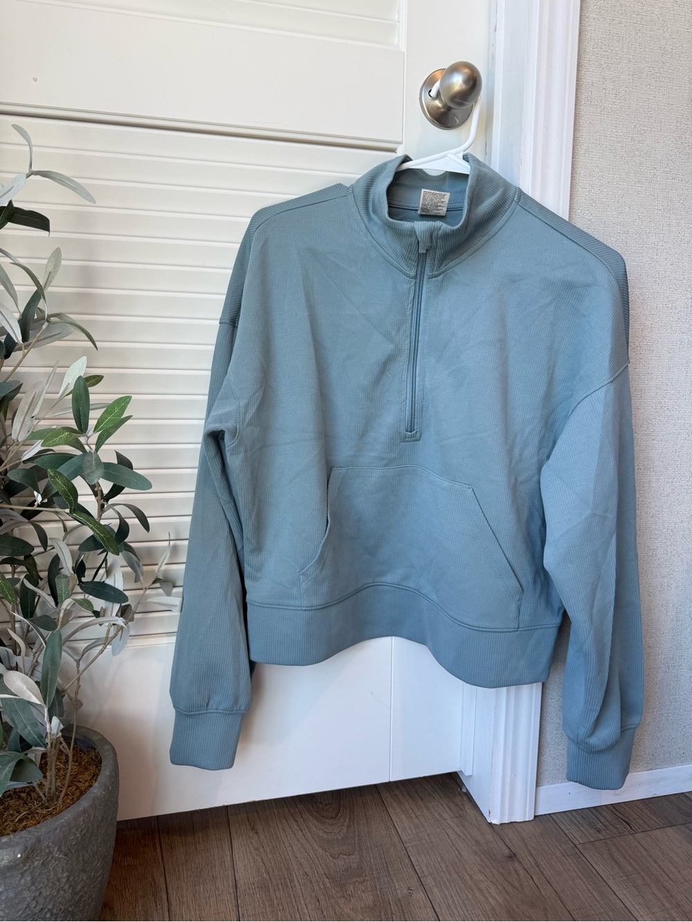 all in motion Womens Zip-Up Pullover Sweatshirt in Light Blue-Green